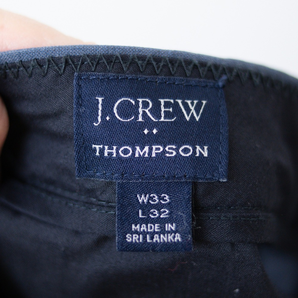 J.Crew Thompson Wool Dress Suit Pants Mens 33x32 Blue Tapered Trousers AP879 - Picture 2 of 10